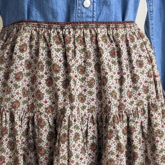 VINTAGE 70’s PAISLEY FLORAL GYPSY PEASANT BOHO SKIRT Size M - Picture 2 of 5